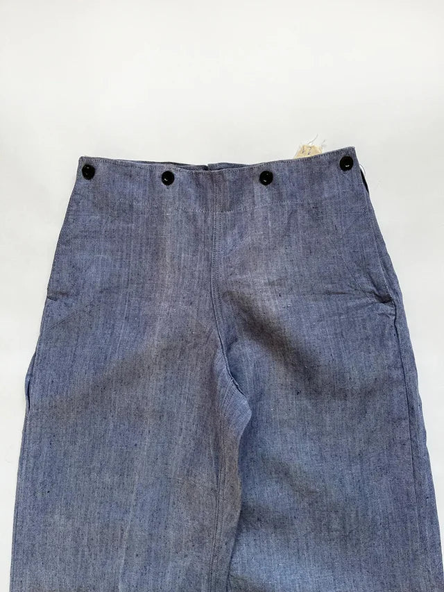 60s French Navy Ramie Sailor Pant - W29 L30