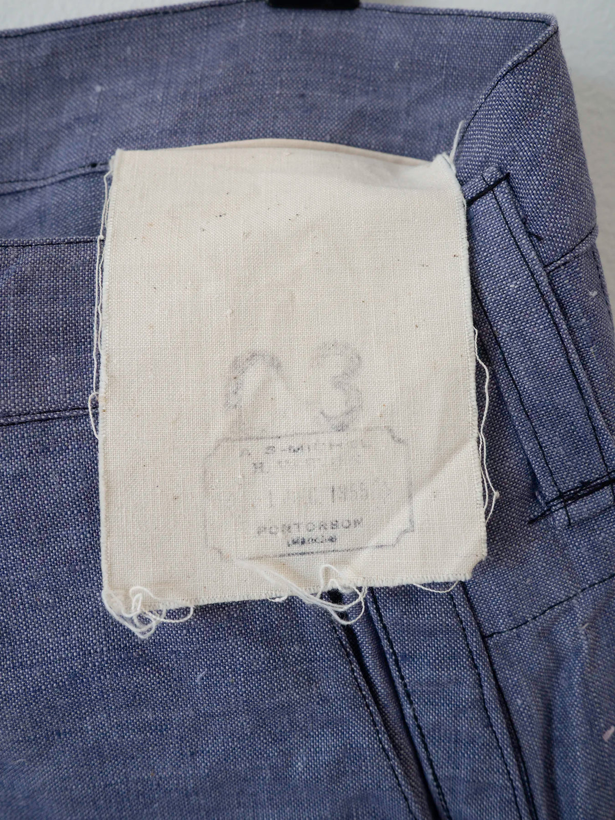 Etichetta interna originale, pantaloni Marina Francese in ramie anni '50