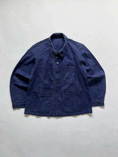 Vintage French Extra Savo Work Jacket, approximately 60s/70s. The jacket is in excellent condition. Classic fit with five buttons and three reinforced pockets.