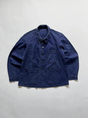 Vintage French Extra Savo Work Jacket, approximately 60s/70s. The jacket is in excellent condition. Classic fit with five buttons and three reinforced pockets.