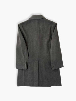 Elegant handcrafted vintage overcoat expertly made in Italy using traditional techniques and high quality materials. Color Melange Gray. Produced in 1990. 
