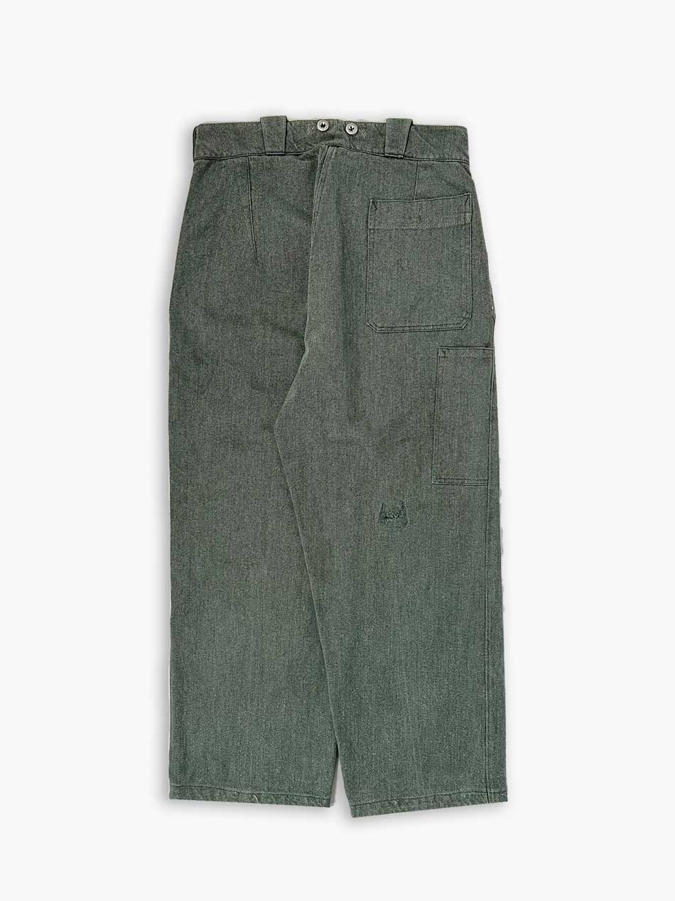 Pantalone svizzero da lavoro in grigio/verdastro, baggy. Prodotto dagli anni 50 aglio anni 90